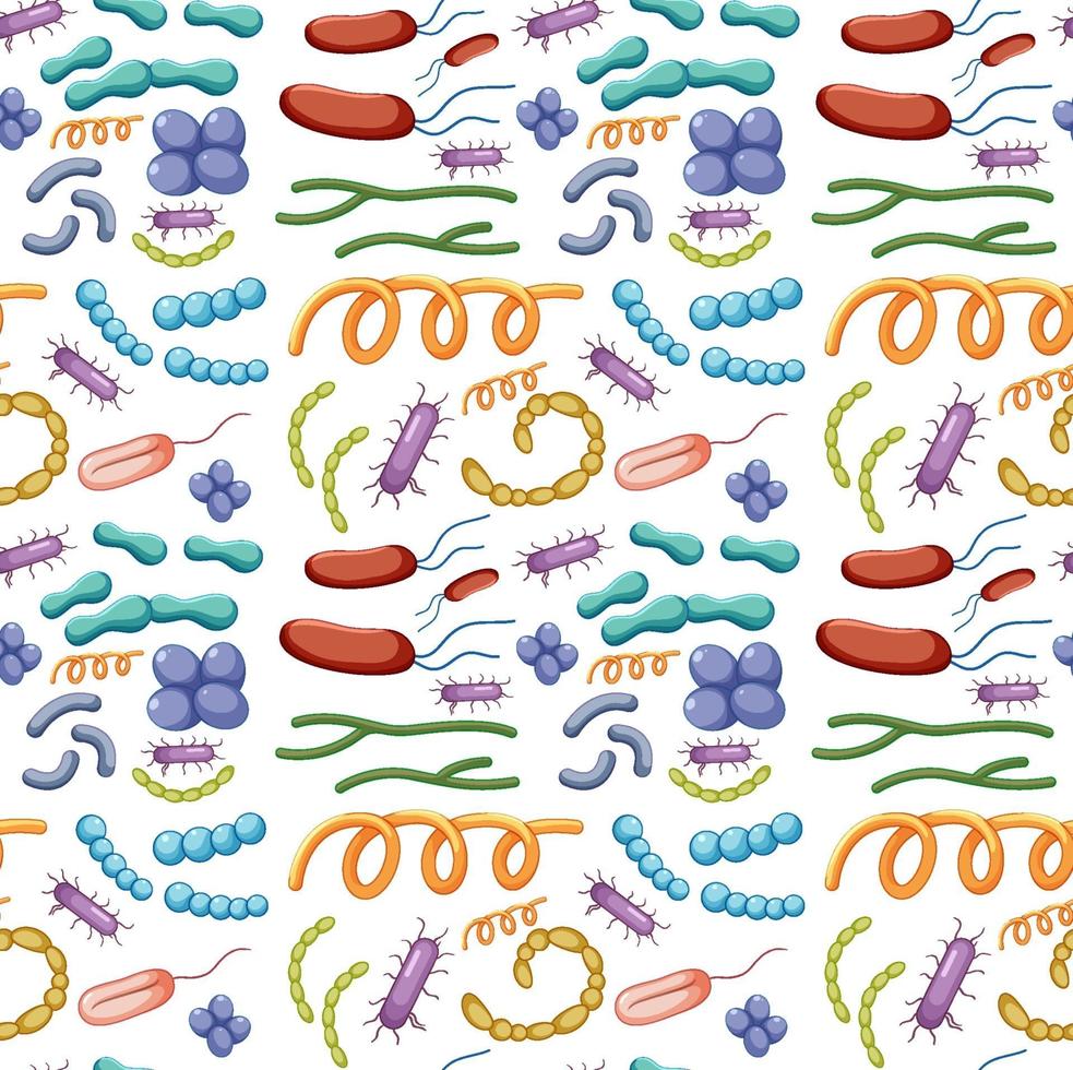 Cartoon Bacteria and Virus Seamless Pattern vector