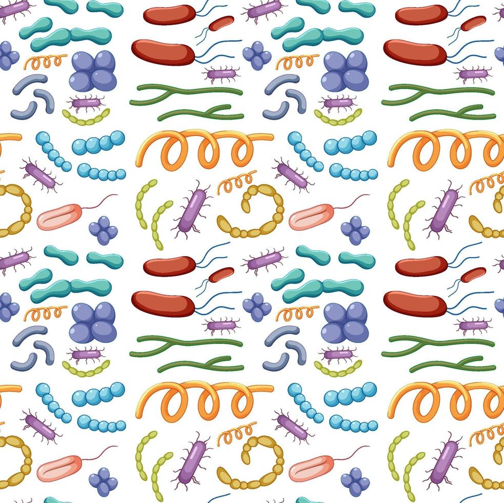 dibujos animados de bacterias y virus de patrones sin fisuras vector