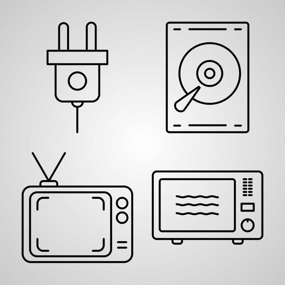 Electronics And Devices Line Icons Set Isolated On White. Outline Symbols Electronics And Devices vector