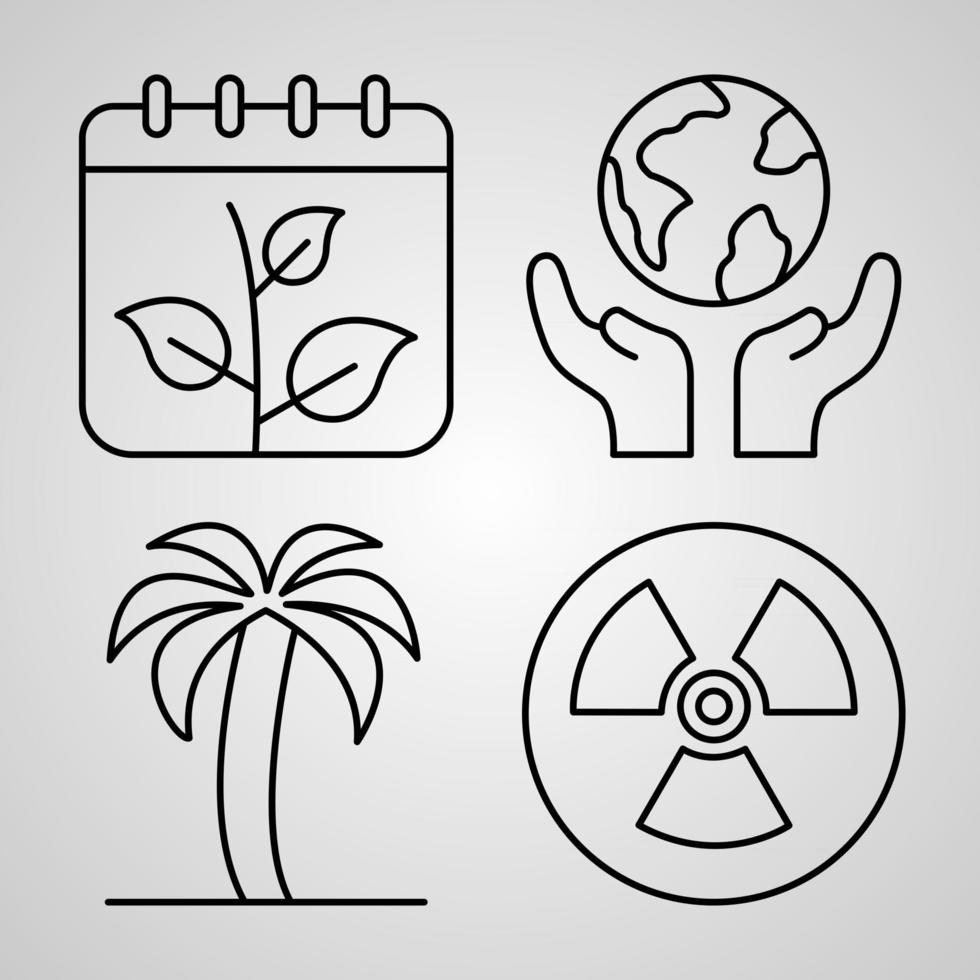 Ecology Symbol Collection On White background. Ecology Outline Icons vector