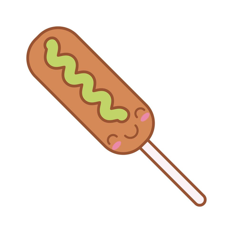 delicious sausage kawaii line and fill style icon vector