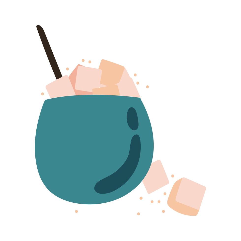 sugar cubes in jar free form style icon vector