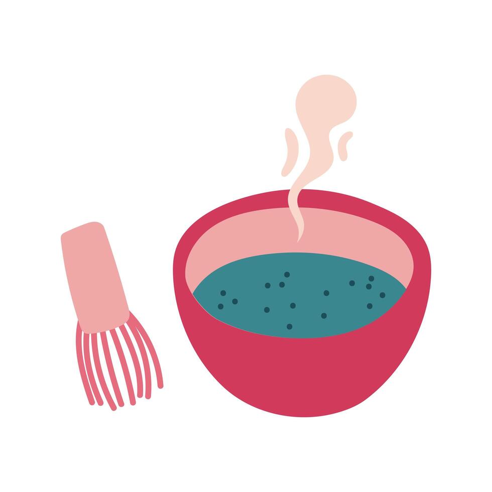 sopa caliente en plato icono de estilo de forma libre vector