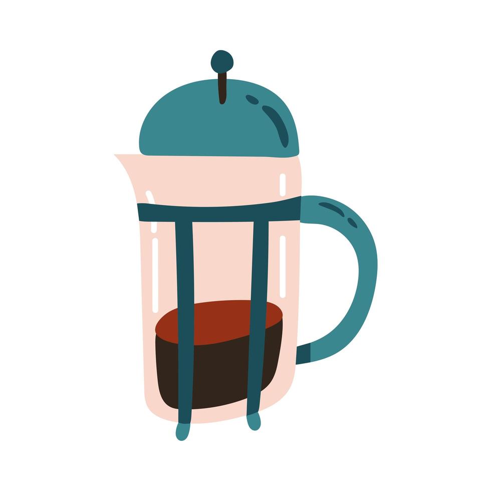 icono de estilo de forma libre de bebida de tetera de café vector