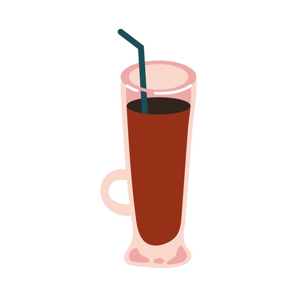 ice coffee in cup drink free form style icon vector