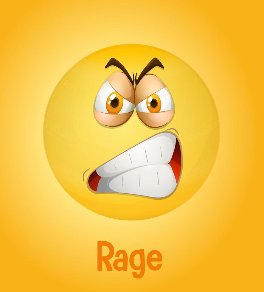 Rage facial expression on yellow background vector