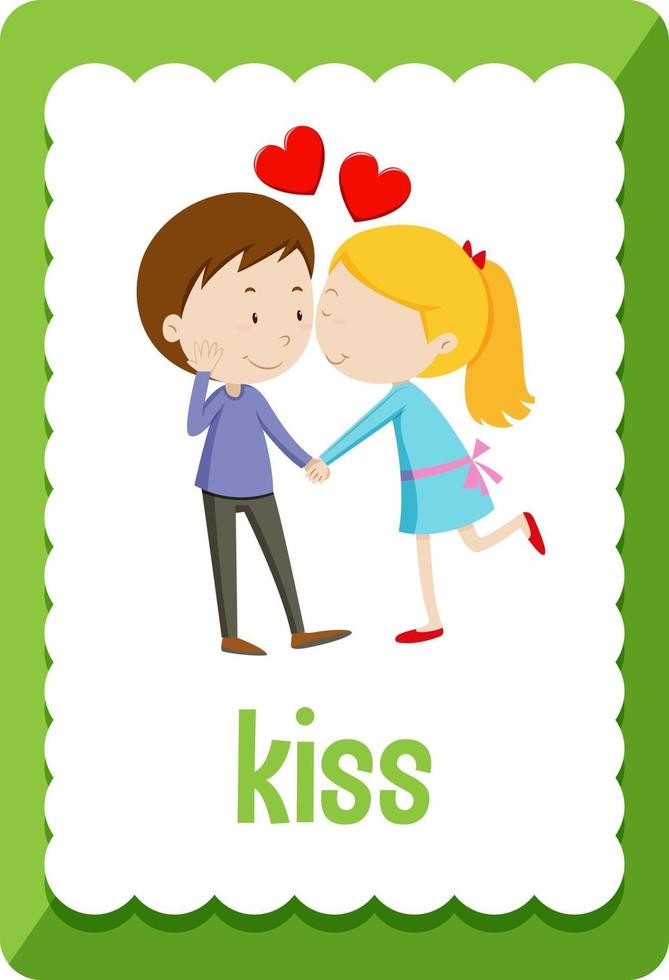 flashcard de vocabulario con palabra beso 2583596 Vector en Vecteezy