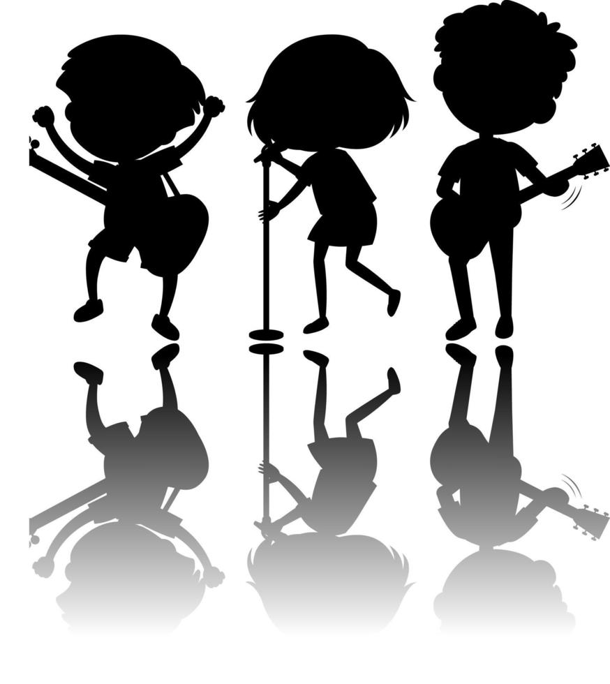 Set of kids silhouette with reflex vector