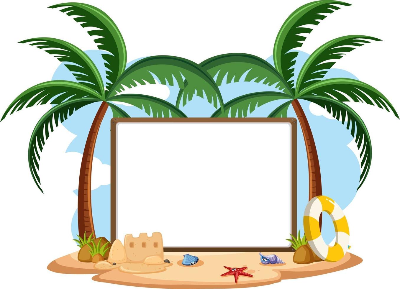 Empty banner template with summer beach element isolated vector