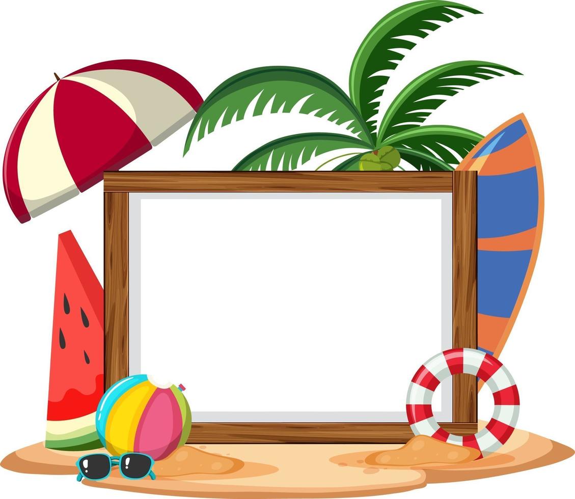 Empty banner template with summer beach element isolated vector