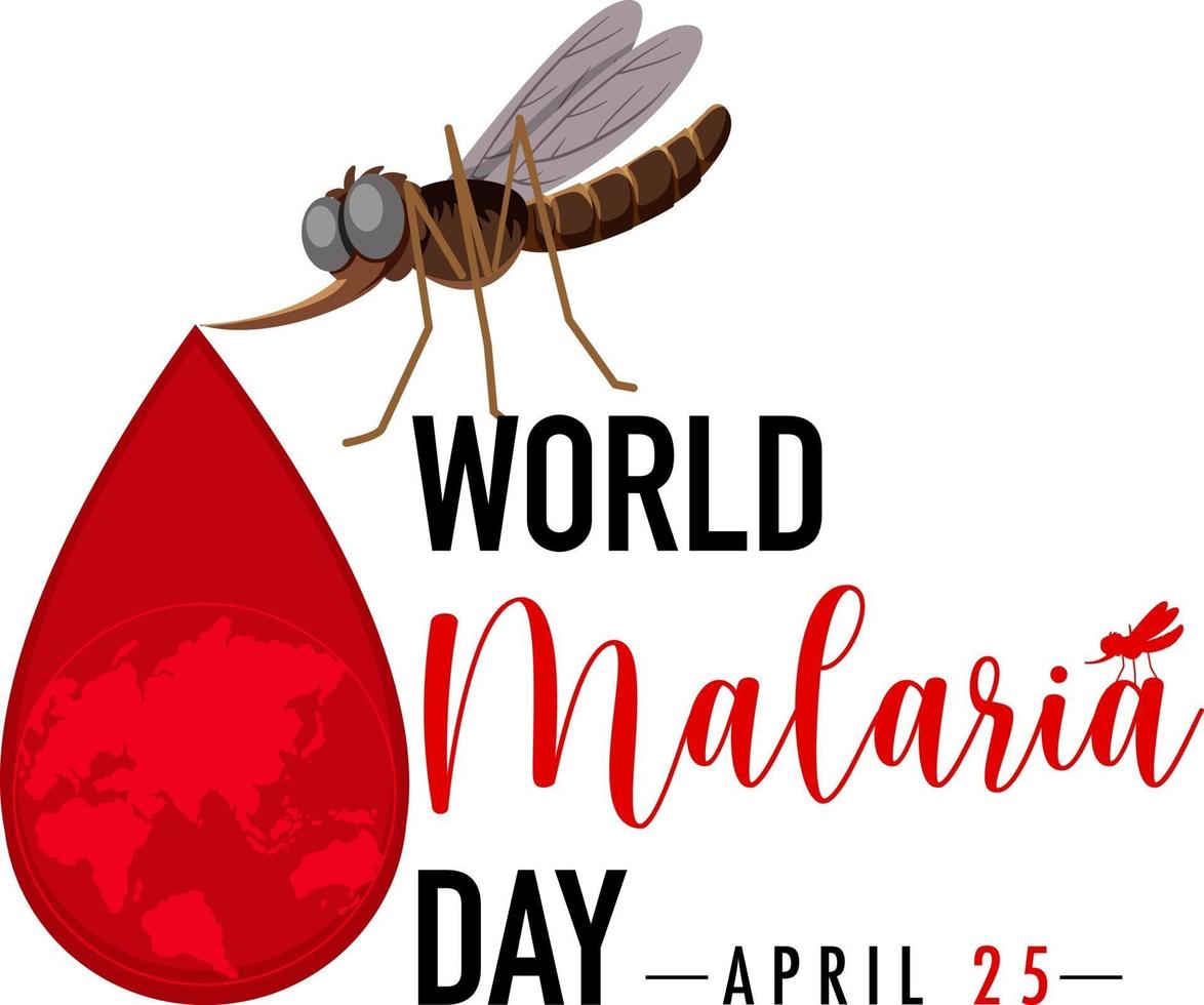 World Malaria Day logo or banner with mosquito vector