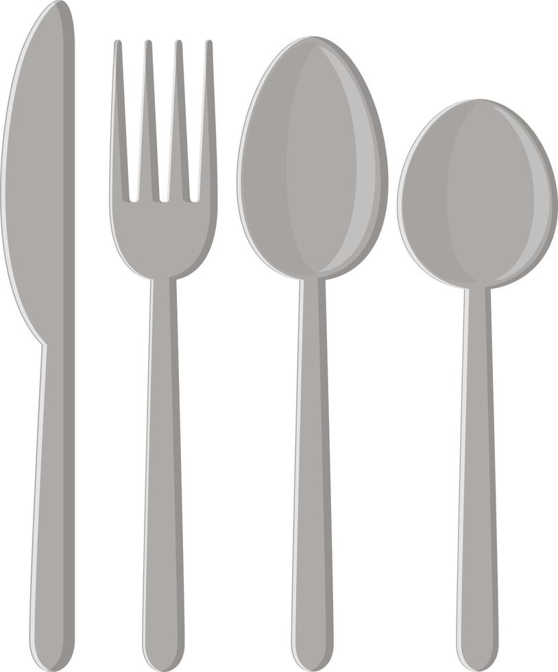 Set of silverware on white background vector