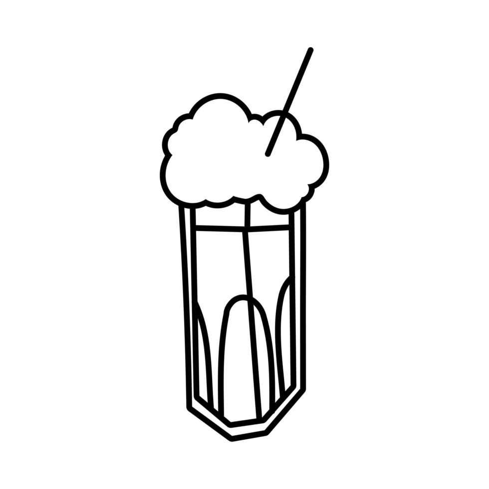 ice coffee in jar drink line style icon vector