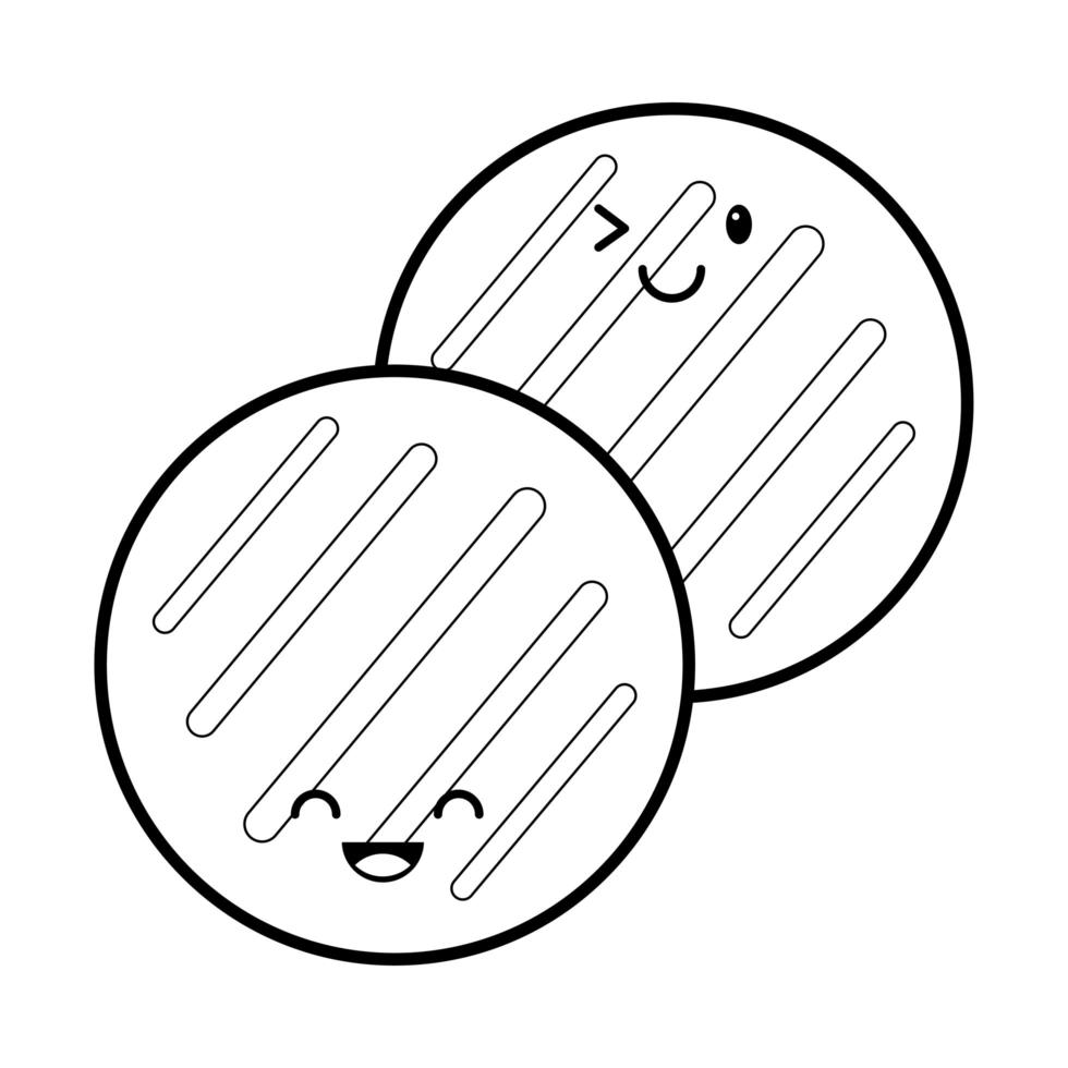 icono de estilo de línea kawaii de galletas dulces vector