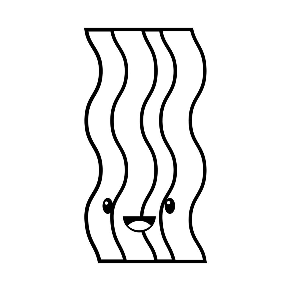 delicious bacon kawaii line style vector
