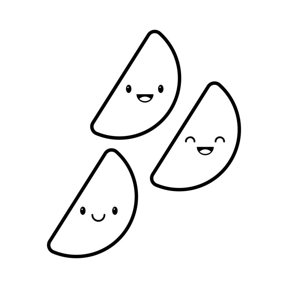delicious empanadas kawaii line style vector