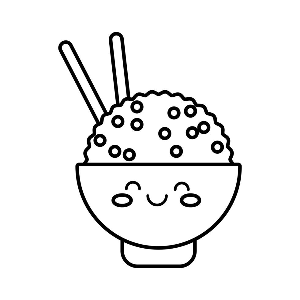 chinese dish food kawaii line style vector