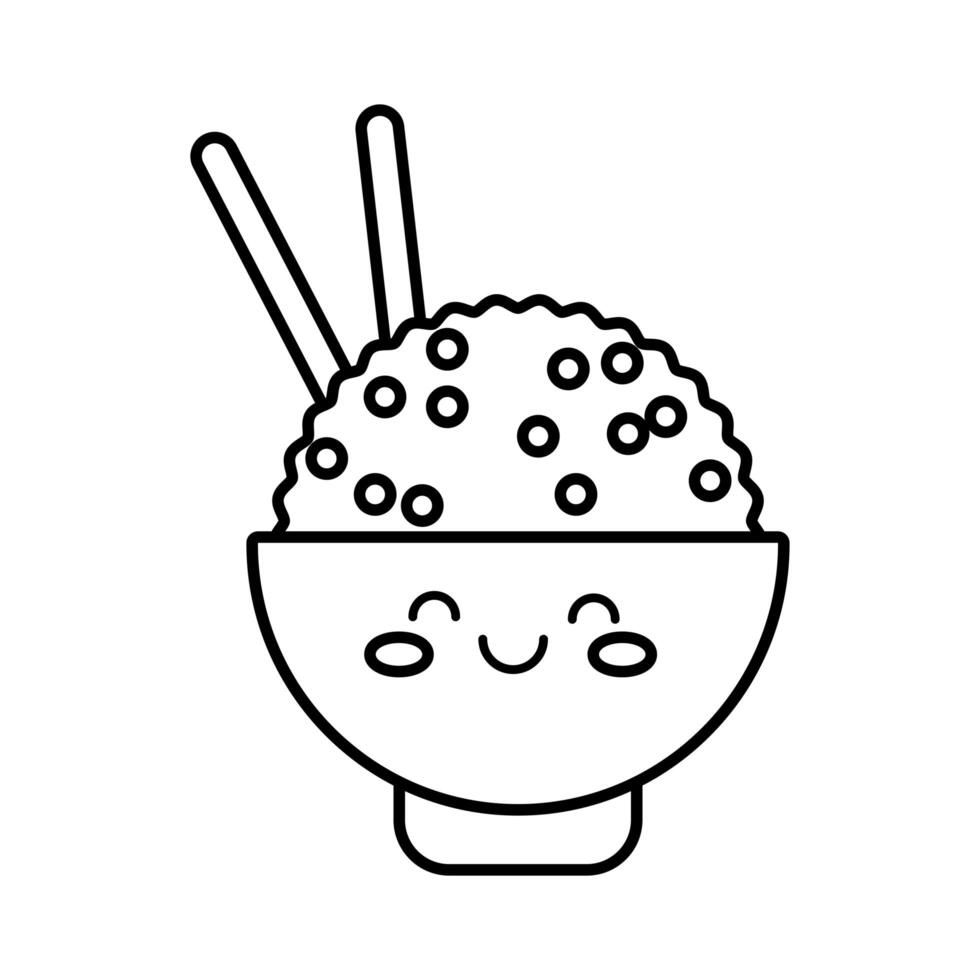 chinese dish food kawaii line style vector