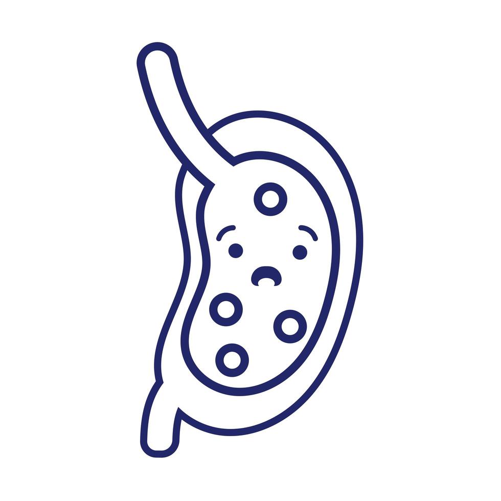 stomach human organ kawaii line style vector