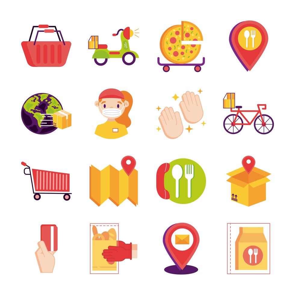 bundle of delivery set icons vector