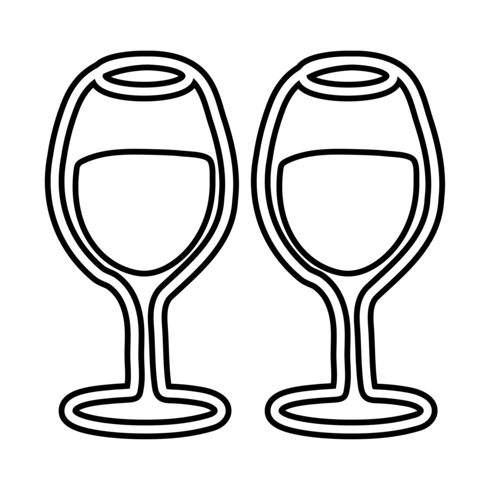 icono de estilo de línea de copas de vino vector