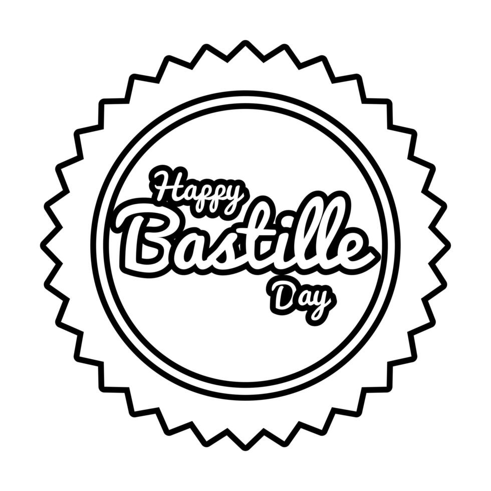 bastille day lettering in seal line style vector