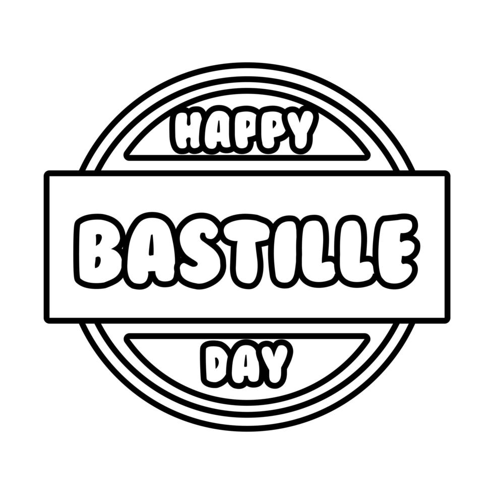 bastille day lettering in seal line style vector