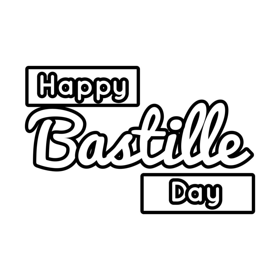 bastille day lettering line style vector