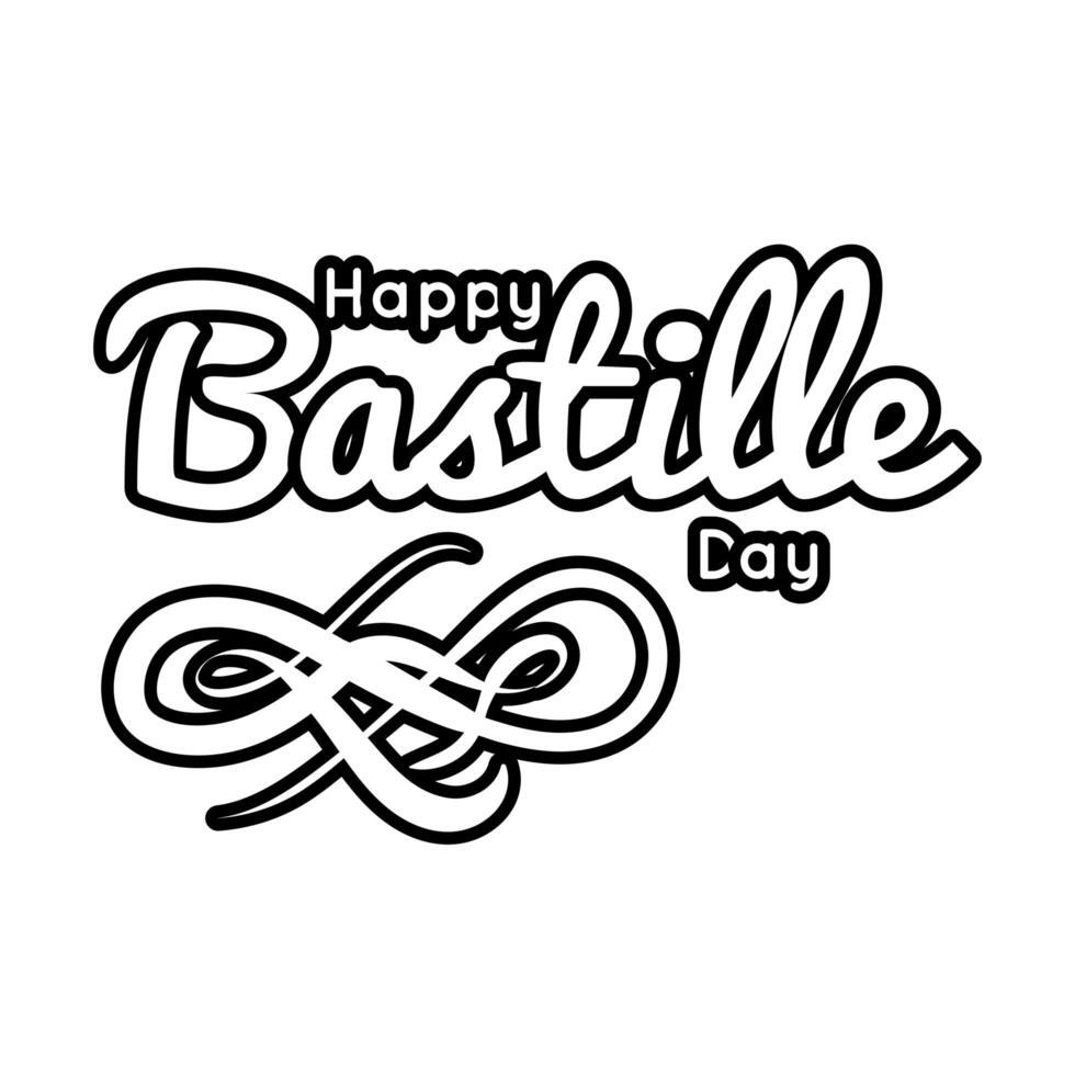 bastille day lettering line style vector