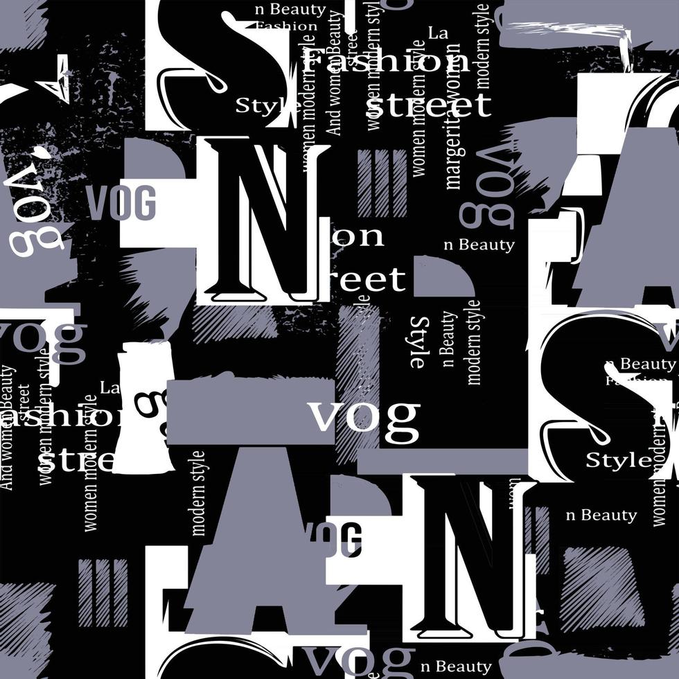 Trendy fashion print beauty modern women text seamless pattern vector