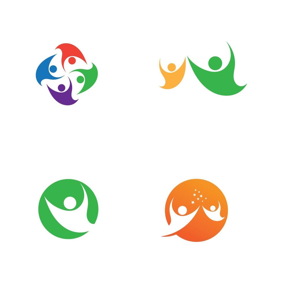 Community Care Logo People Icons In Circle Vector Concept