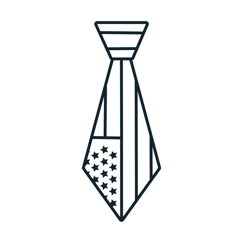 corbata con estilo de línea de bandera de EE. UU. vector