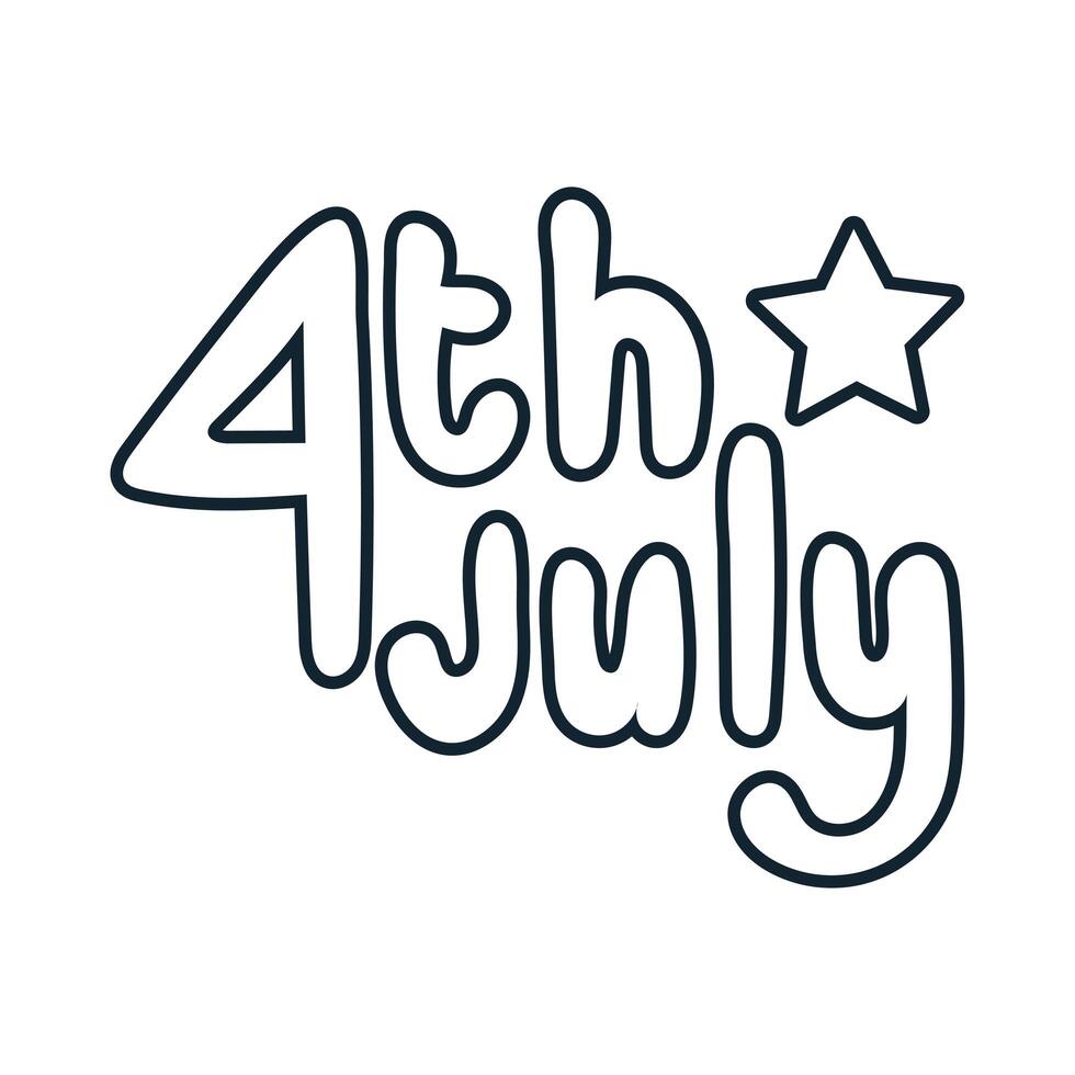 fourth of july lettering independence day line vector