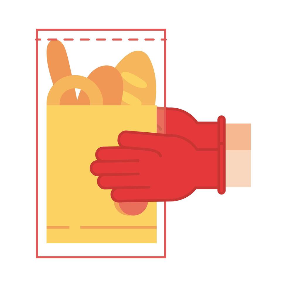 hands lifting pastry bag detailed style vector