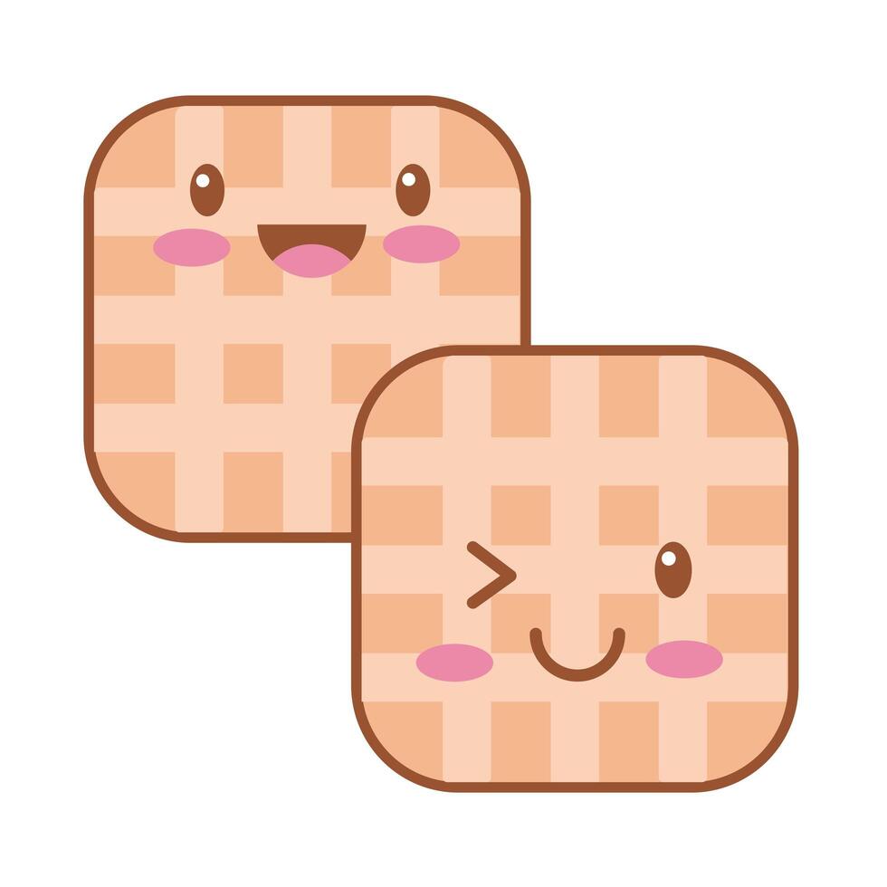 panes tostadas en rodajas línea kawaii y estilo de relleno vector