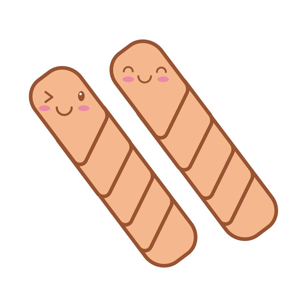 icono de estilo de relleno y línea kawaii de galletas dulces vector
