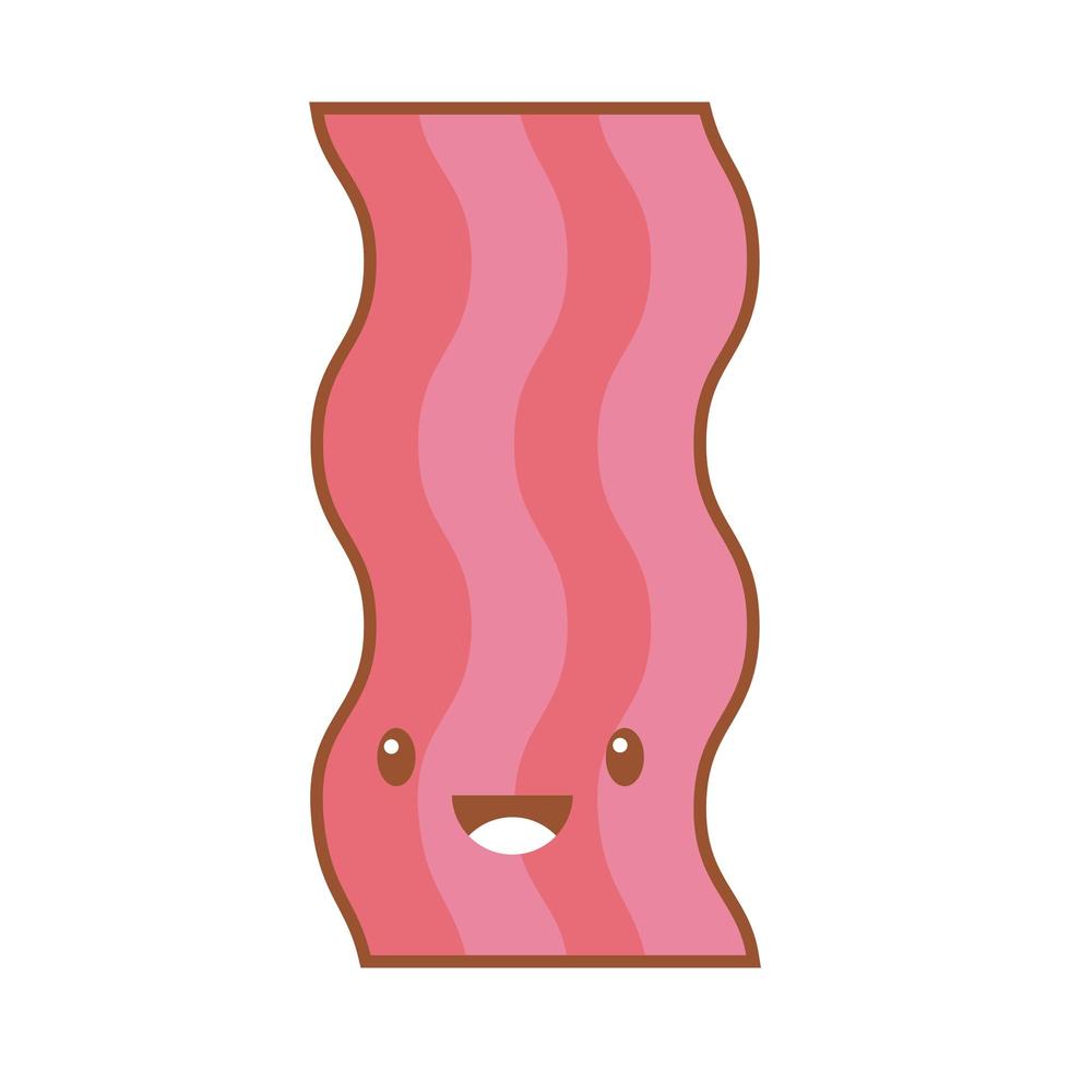 delicious bacon kawaii line and fill style vector