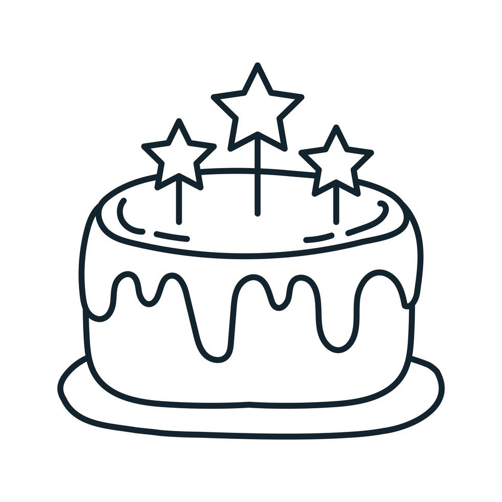 cake with stars independence day line vector