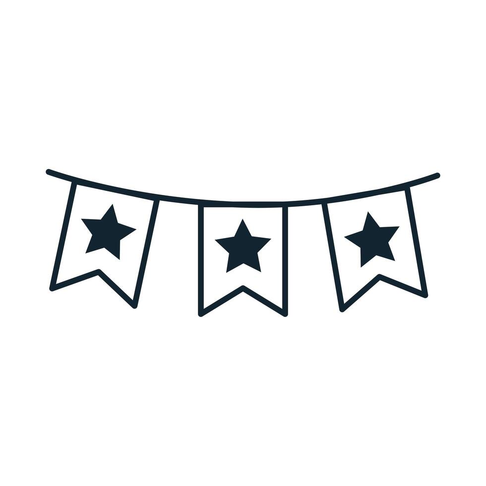 garlands with stars 4 de july line style vector