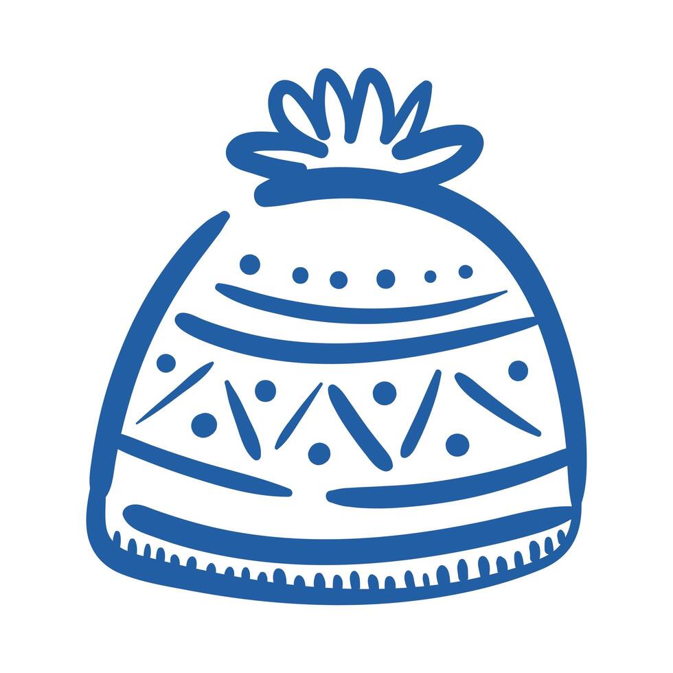 winter hat accesory hand draw style icon vector