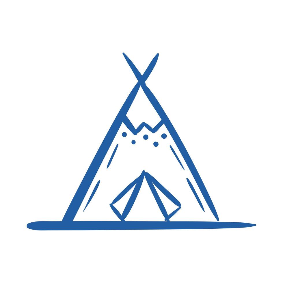 indian tent canadian hand draw style icon vector