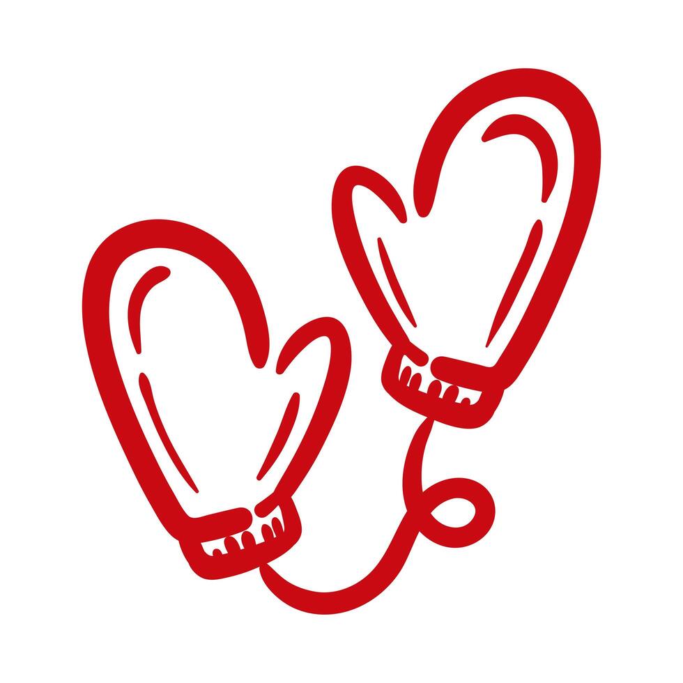 winter gloves hand draw style icon vector