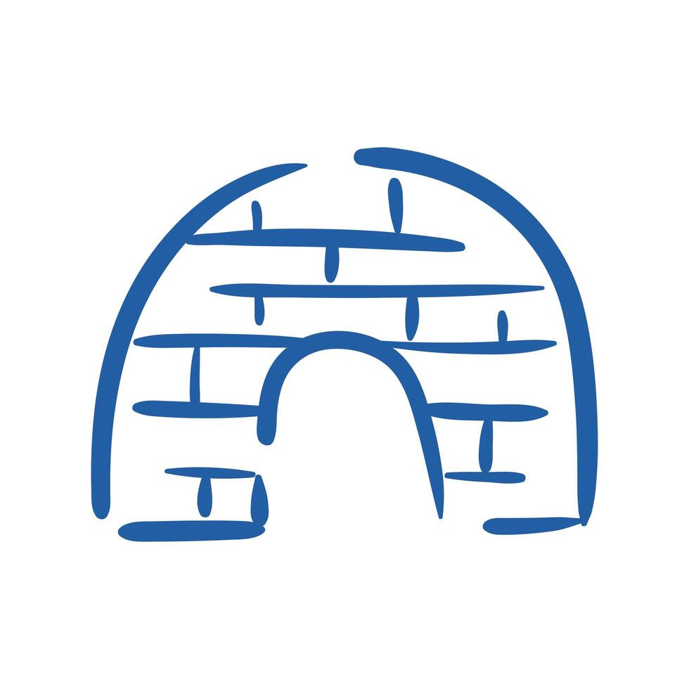 igloo ice hand draw style icon vector
