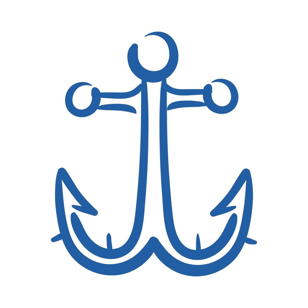 marine anchor hand draw style icon vector