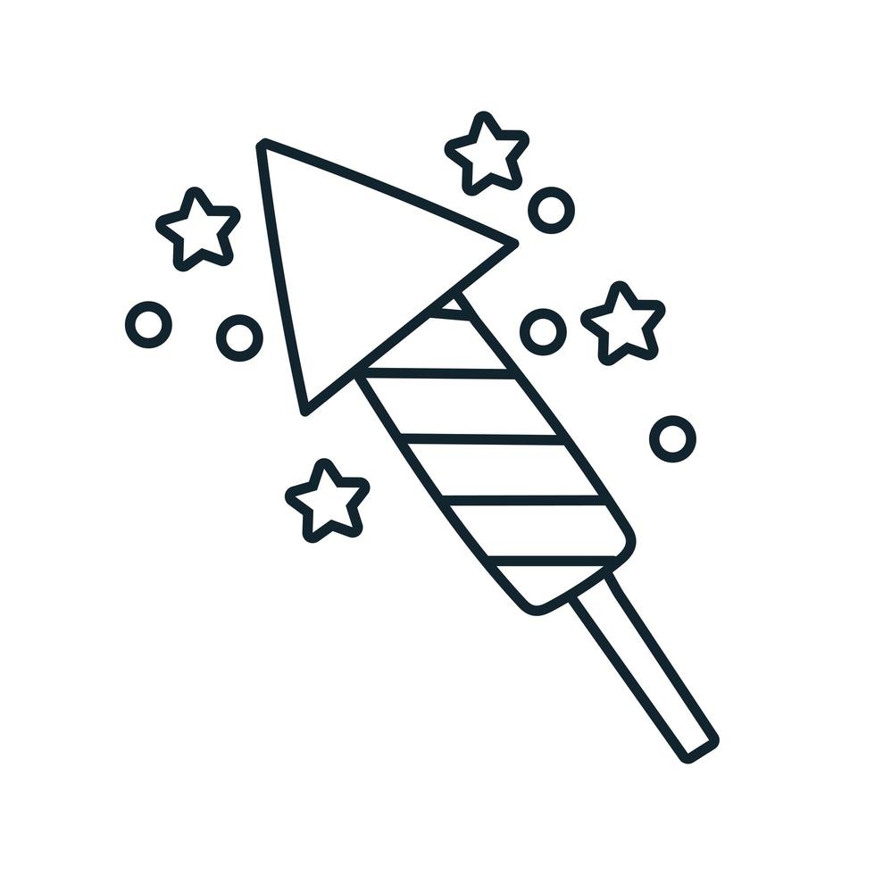 rocket fireworks line style icon vector