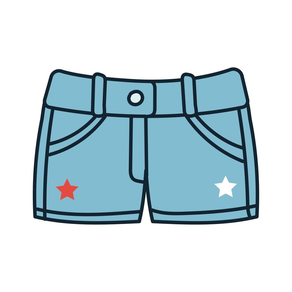 shorts hot with stars independence day line and fill vector