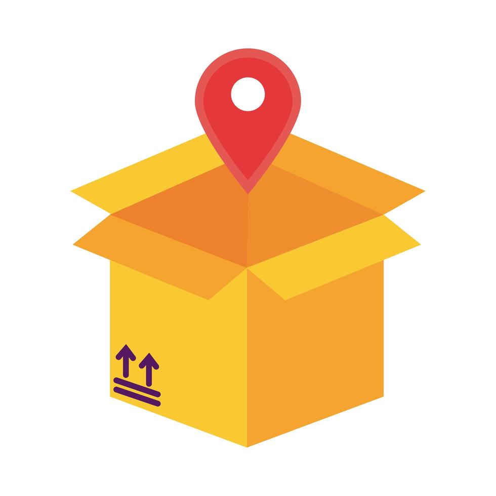 box with pin location delivery service detailed style vector