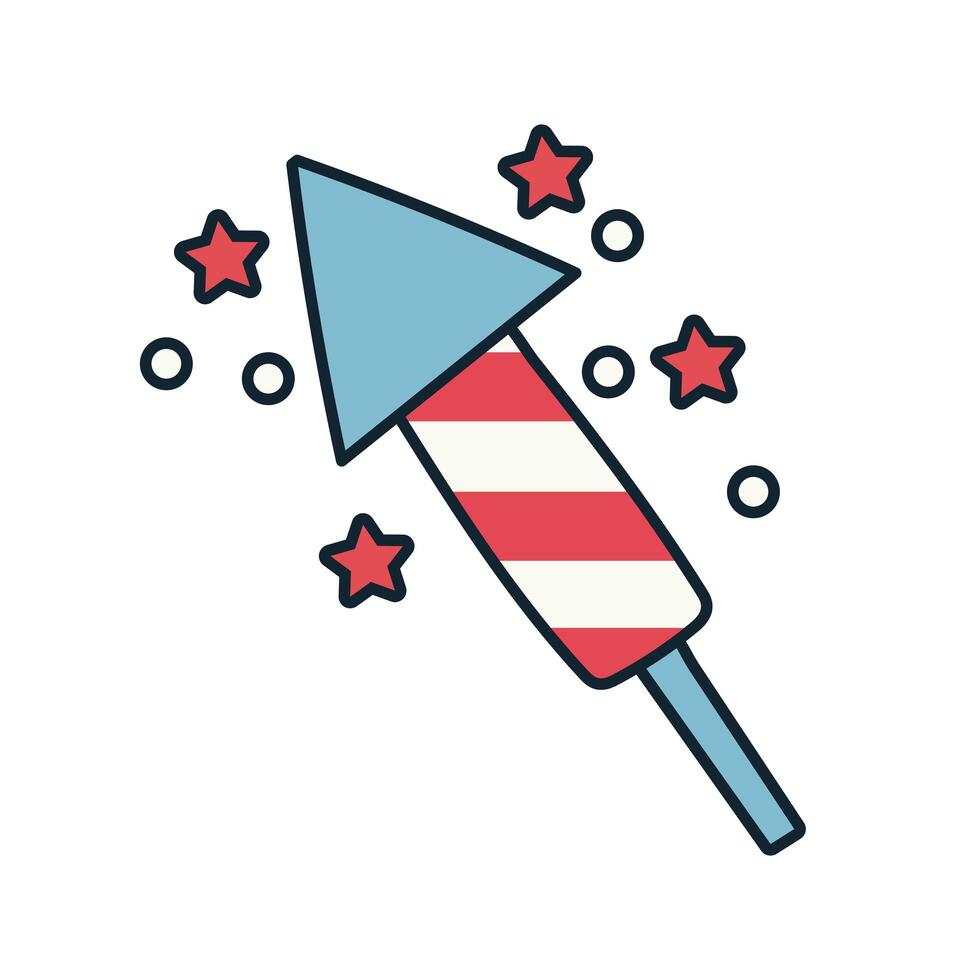 rocket fireworks line and fill style icon vector