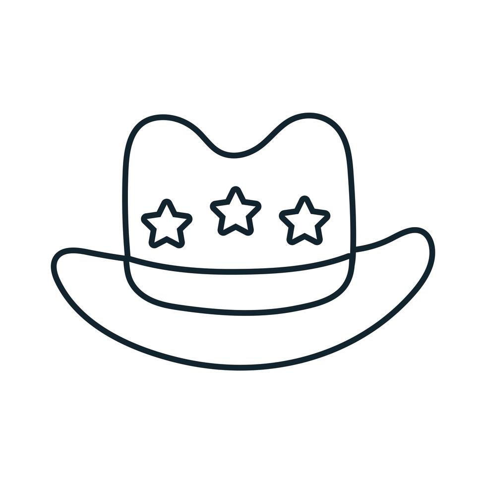 sombrero de sheriff con estilo de línea de estrellas vector