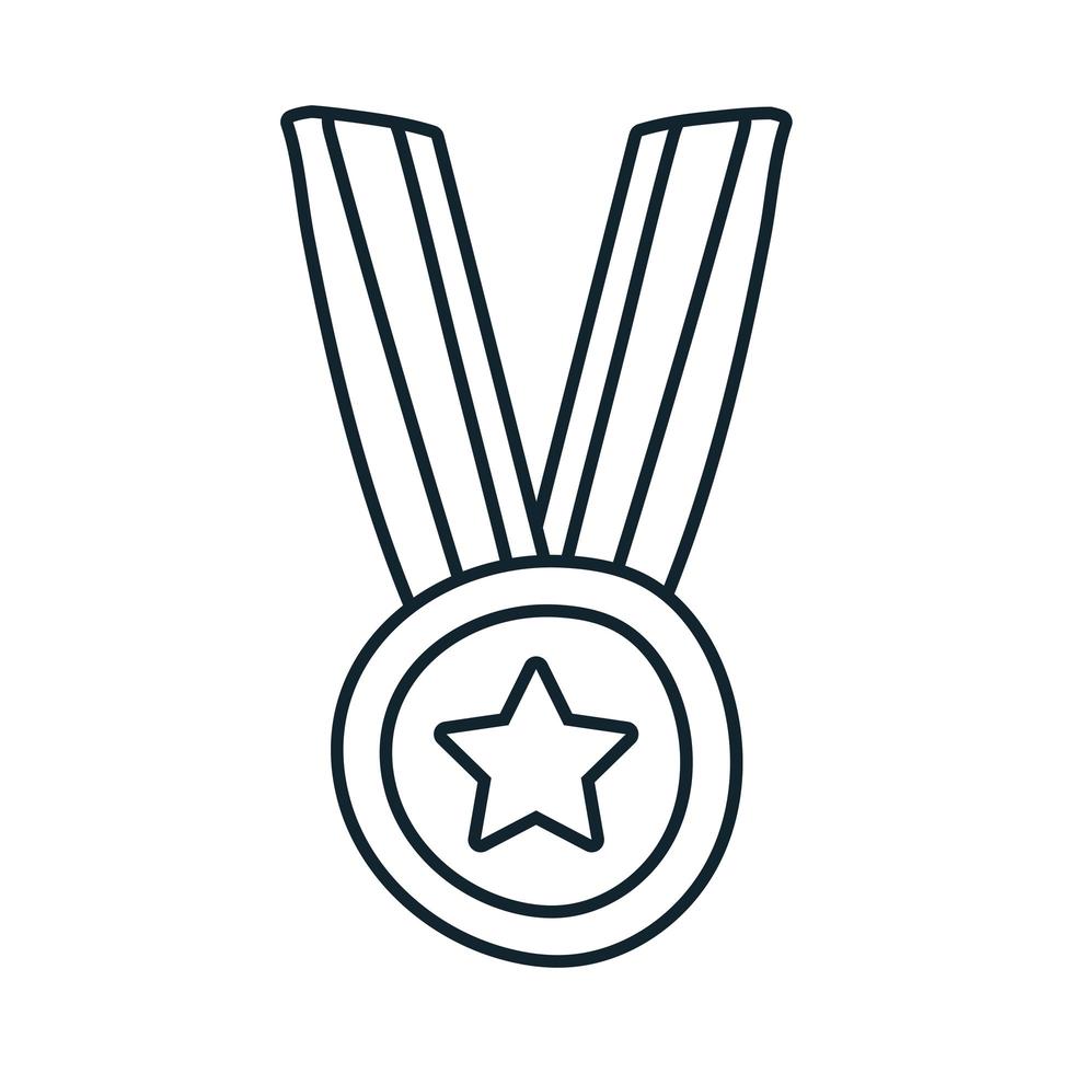 medal with star line style icon vector